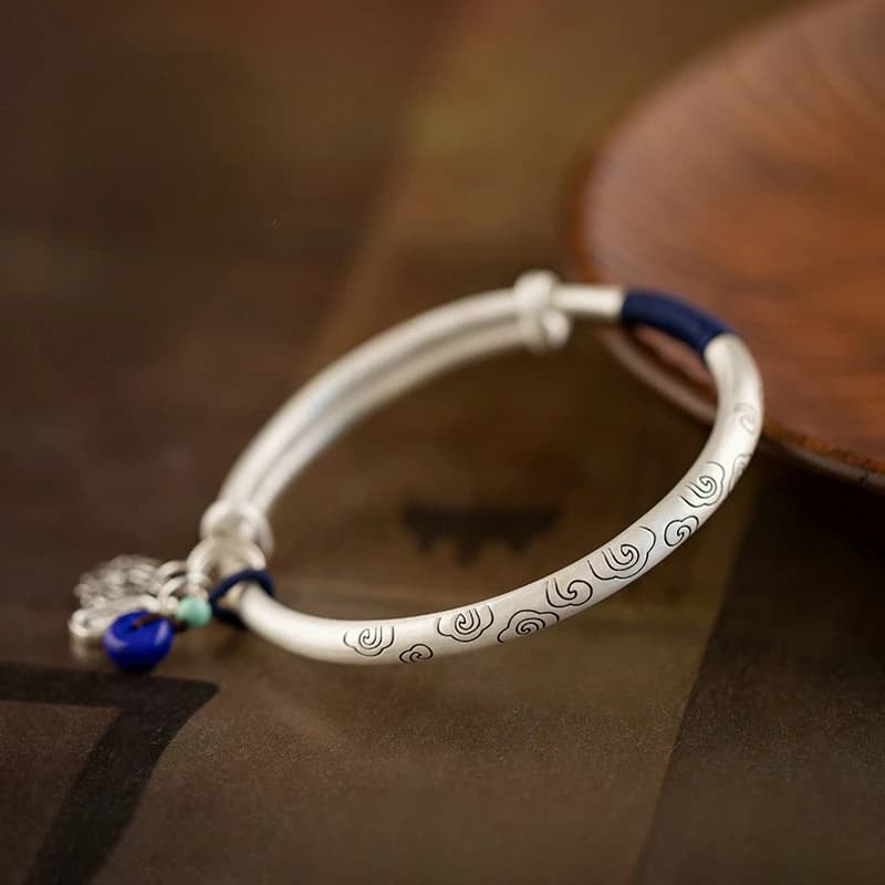 Bracelets de nuages de bon augure en argent pur 999 massif de haute qualité pour femmes, cadeau d'amoureux des mères, bijoux à la mode, tissage de corde fait à la main