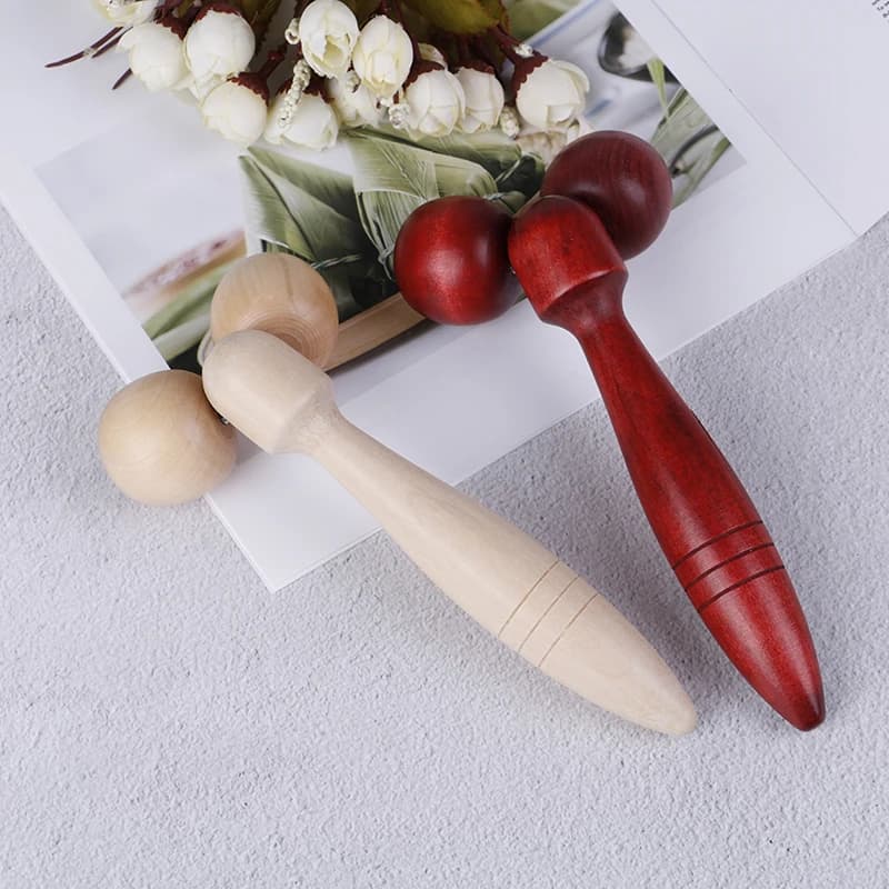 Rouleau de massage facial et oculaire en bois naturel pour la santé, amincissant et relaxant pour le cou