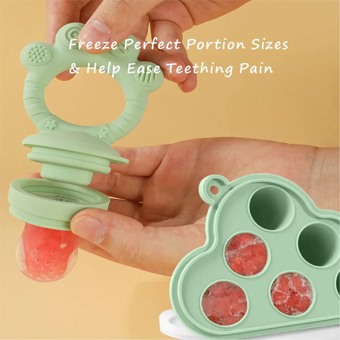 Alimentateur de fruits pour bébé et plateau de congélation combinés, moules à sucettes glacées pour lait maternel, distributeur de nourriture en silicone sans BPA, auto-alimentation pour nourrissons,