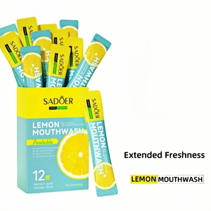 20 pièces de 10 ml de bain de bouche au citron Sadoer, riche en extrait de citron (agrumes), au parfum de citron, rafraîchissant et stimulant, pour une bouche fraîche avec un parfum de citron sucré, t
