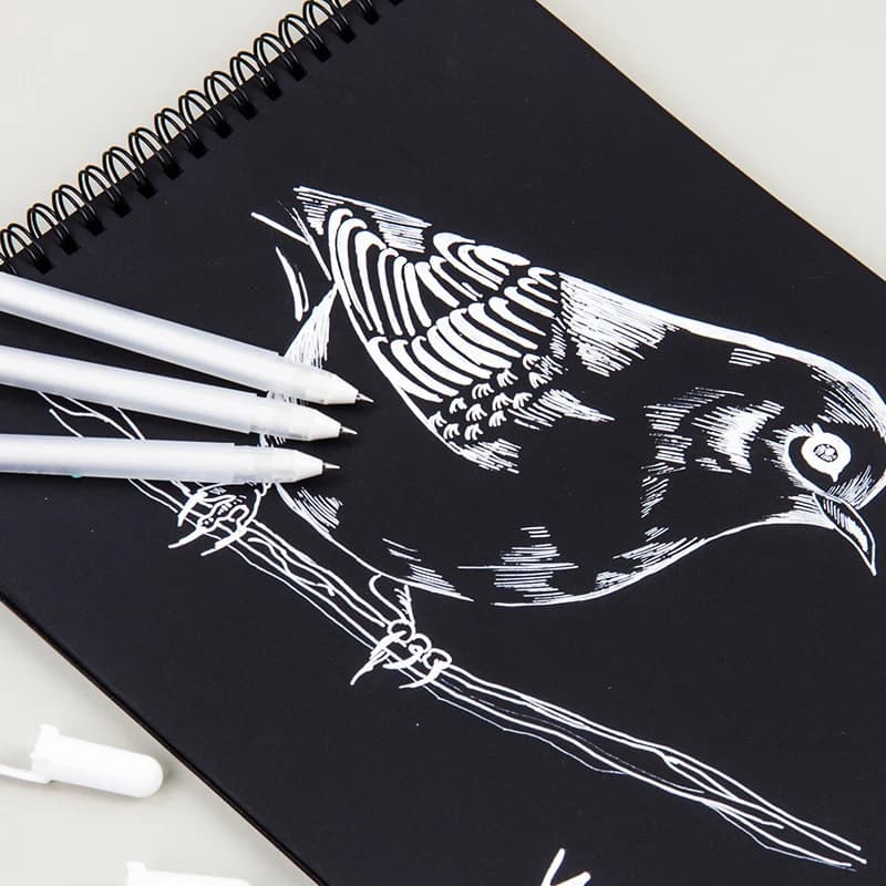 Sakura – stylo Gel en rouleau, couleur blanche, 0.5mm, 0.8mm, 1.0mm, marqueur haute lumière, noir, peinture artistique en carton, lignes blanches