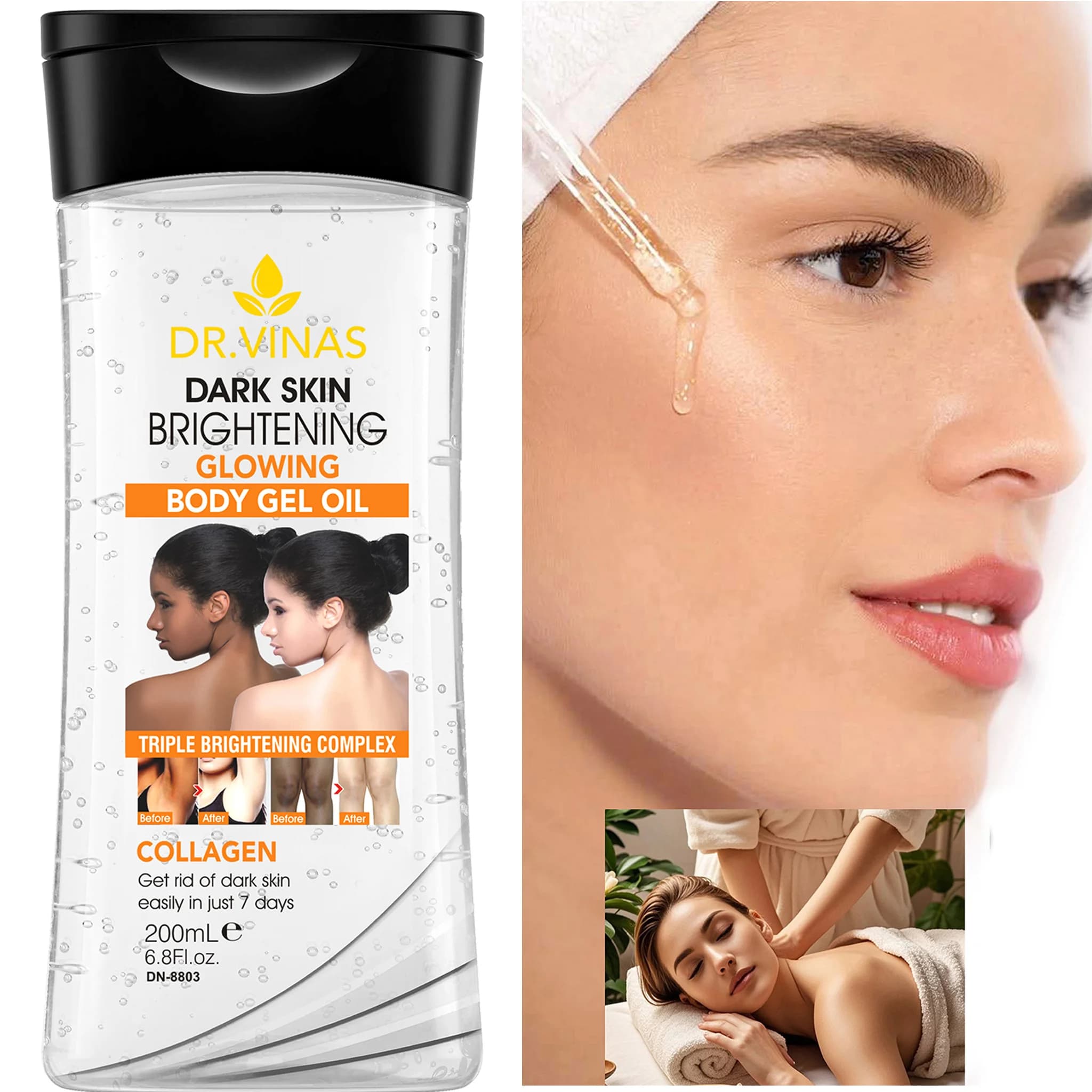 200ml GEL CORPOREL ÉCLAIRANT ET ÉCLATANT Huile Essentielle pour le Corps Huile de Soin de la Peau Hydratante et Hydratante Convient à Toutes les Saisons