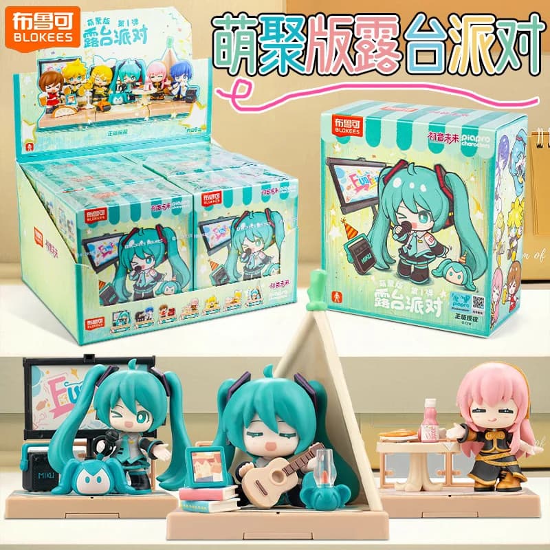 Authentique Blokee Hatsune Miku Cute Gathering Edition Vol.1 Rooftop Party Blind Box Figurine Anime Boîte Mystère Modèle Ornement Cadeau