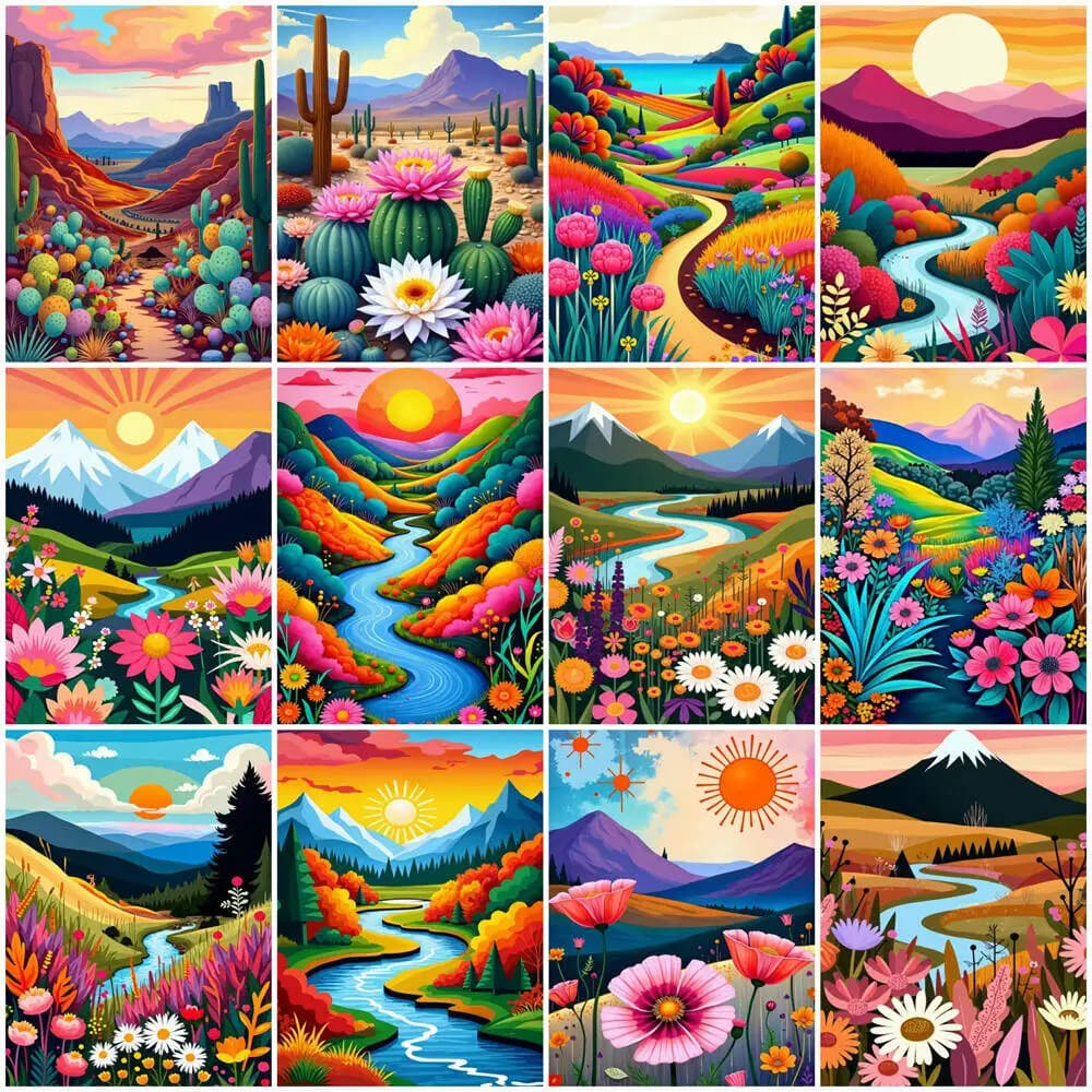 Peinture à l'huile par numéros paysage de montagne bricolage