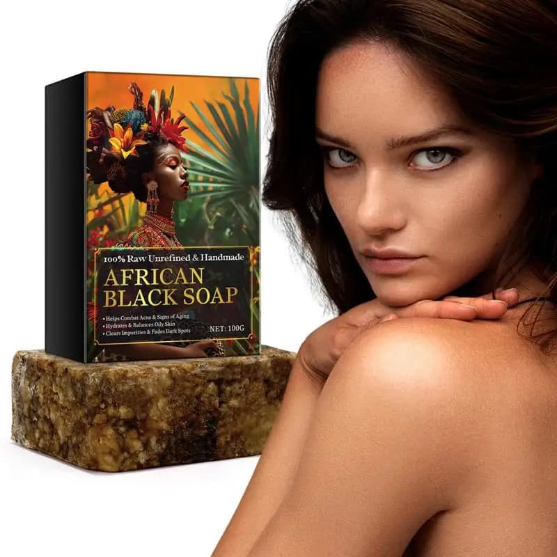 Savon noir africain nettoyage en profondeur exfoliant visage hydratant peau lissant visage corps savon savon nourrissant et revitalisant