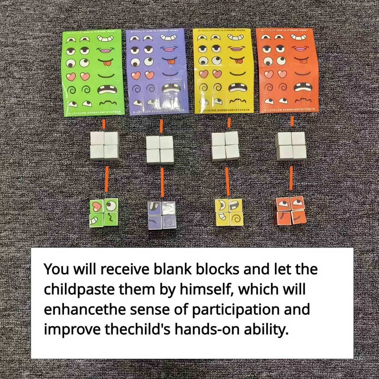 Jeu de Cube de changement de visage pour enfants, Puzzle d'expression Montessori, blocs de construction, jouets d'apprentissage précoce, jouet éducatif pour enfants