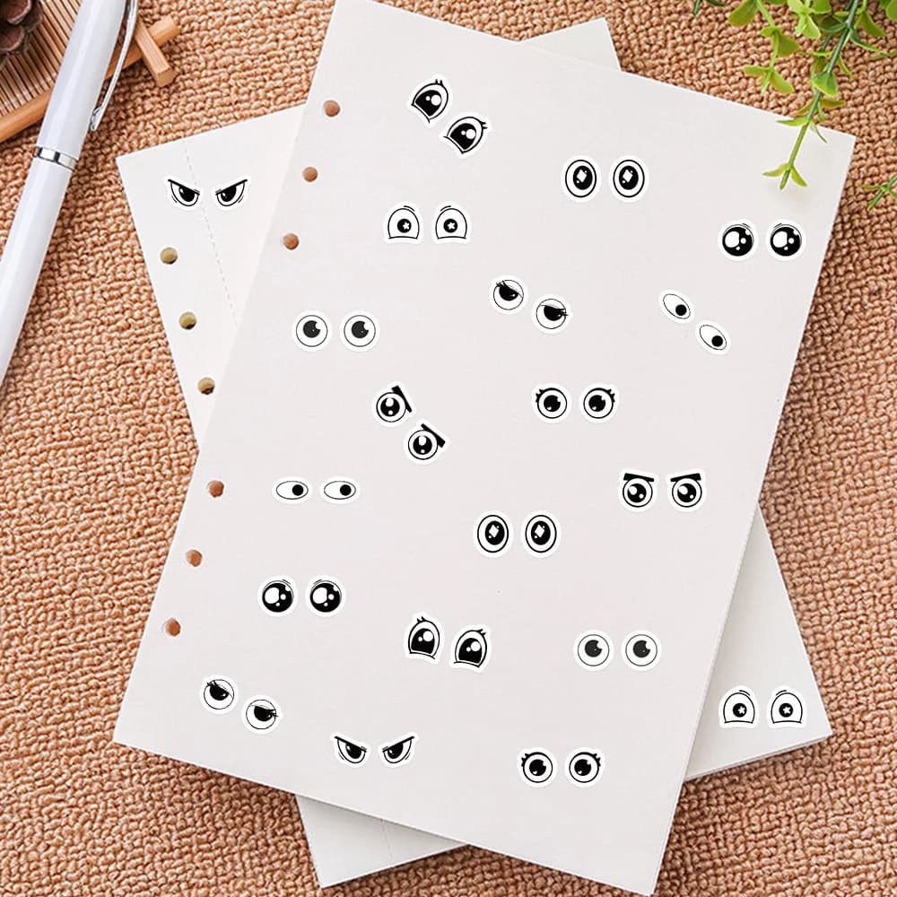 500 pièces Anime yeux rouleau autocollants décalcomanies pour ordinateur portable Scrapbook Skateboard valise guitare bricolage esthétique étanche autocollants