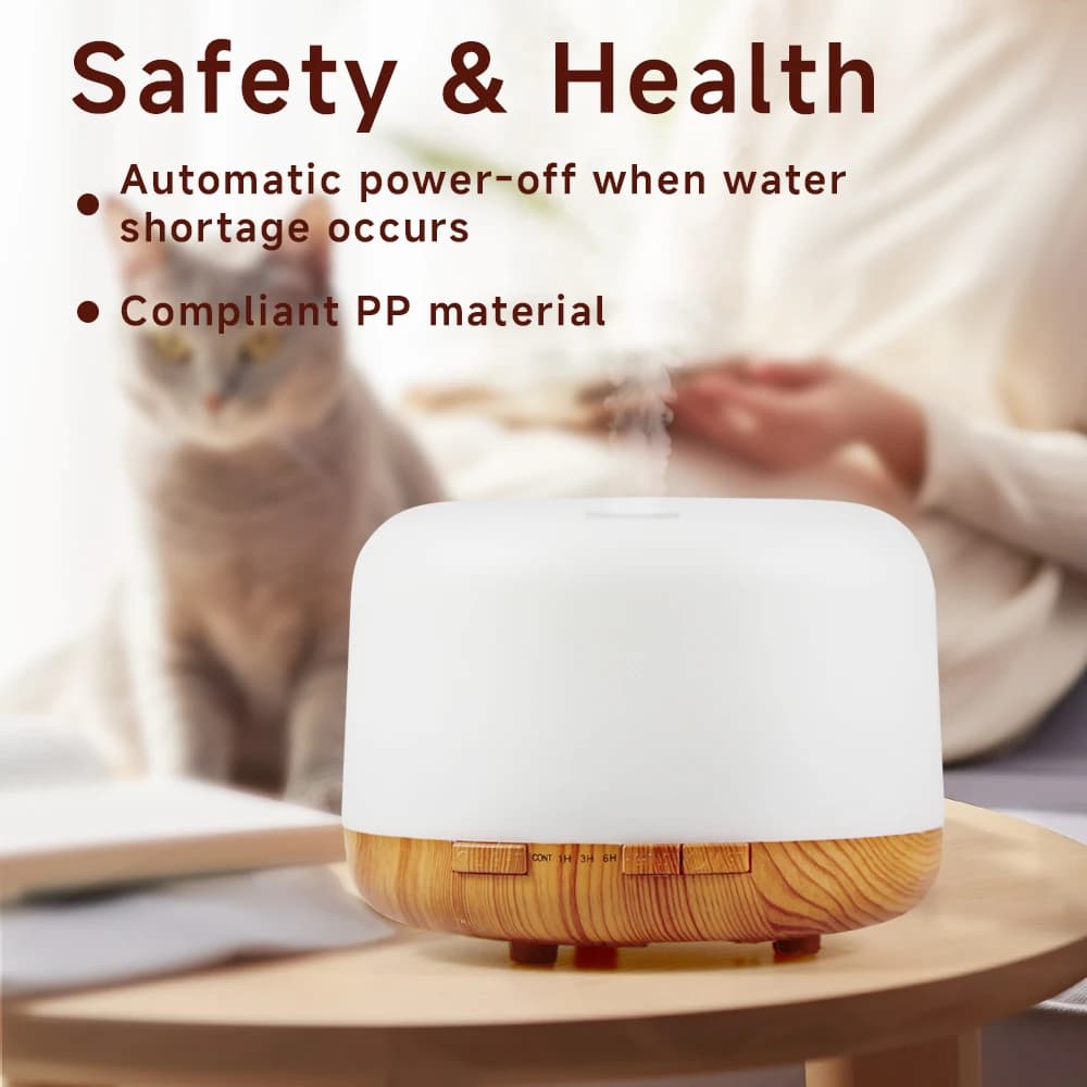Diffuseur d'huiles essentielles de 500ml, diffuseur silencieux de brume d'aromathérapie, humidificateur d'air ultrasonique avec télécommande avec fonction de synchronisation