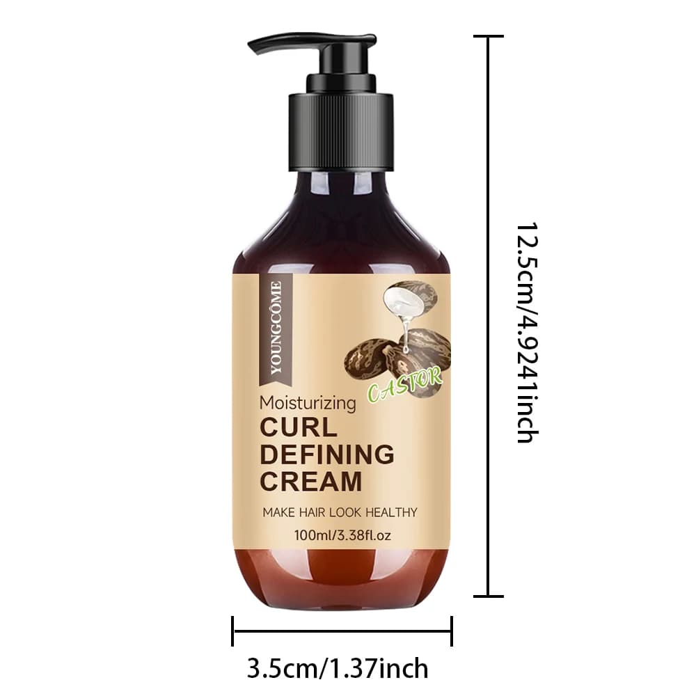 Crème bouclée à l'huile de ricin pour hommes, 100ML, avec romarin et menthe poivrée pour contrôler le bouclage