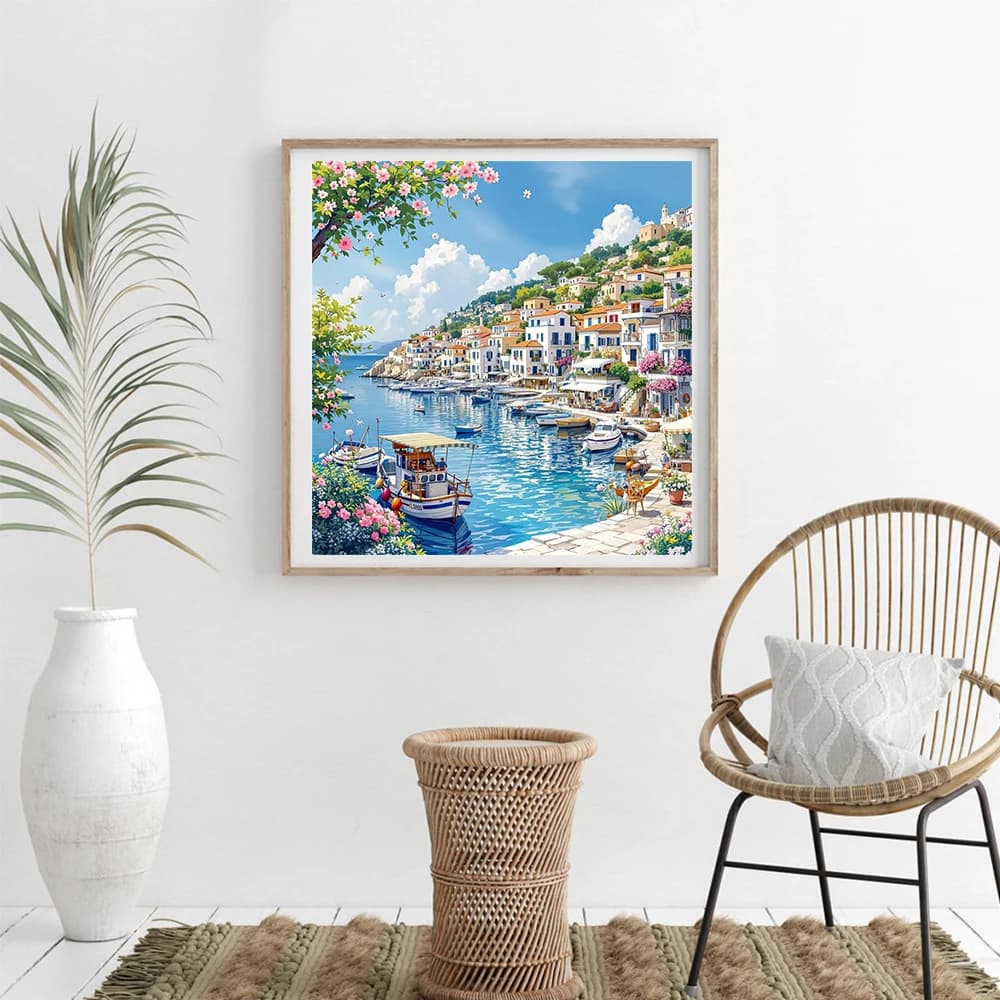 Nouvelle Arrivée : Peinture DIY Mosaïque Diamant Carré Complet et Rond, Motifs Maison, Paysage, Ville, Bord de Mer, Broderie, Cadeau Unique
