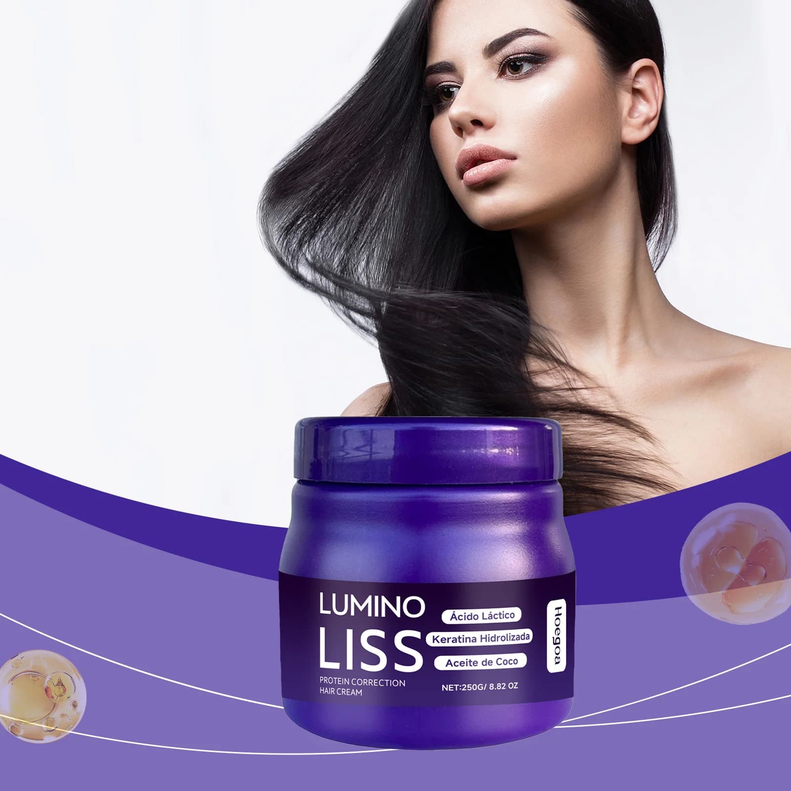 Crème lissante pour cheveux à la kératine, réduit le soin des cheveux secs, crépus et endommagés, restaure, doux, lisse, brillant, hydratant