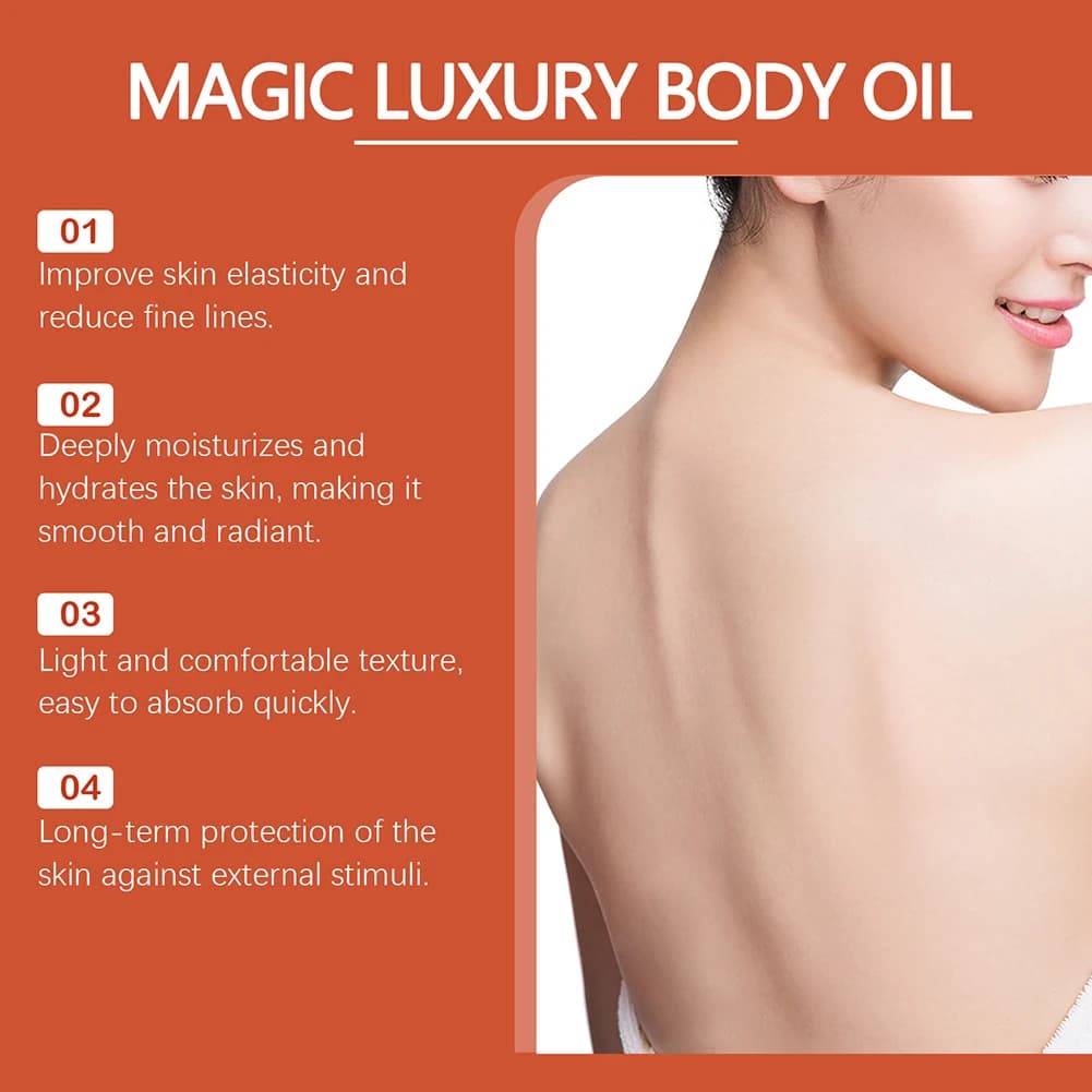 Huile raffermissante magique pour le corps, hydratante en profondeur, nourrissante pour peaux sèches, huile de massage après douche pour femmes, soin des bras et des jambes