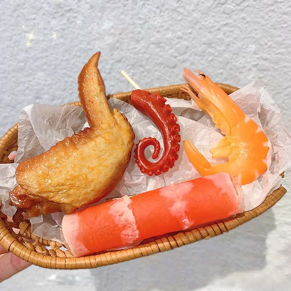 Barrettes et pinces à cheveux pour femmes, style coréen, motifs calmar, rouleaux de bœuf, dumpling, ventre de porc, crevettes Kewei, fast-food