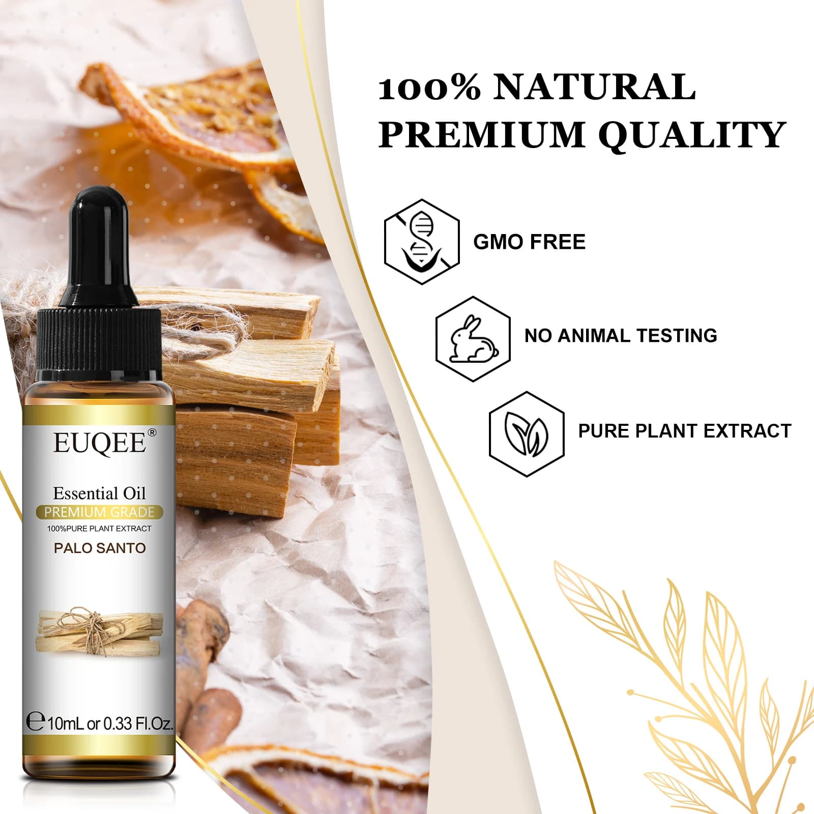 EUQEE 10ml huile essentielle végétale Palo Santo avec compte-gouttes bleu Tansy Cardamome hiver vert fenouil lavande