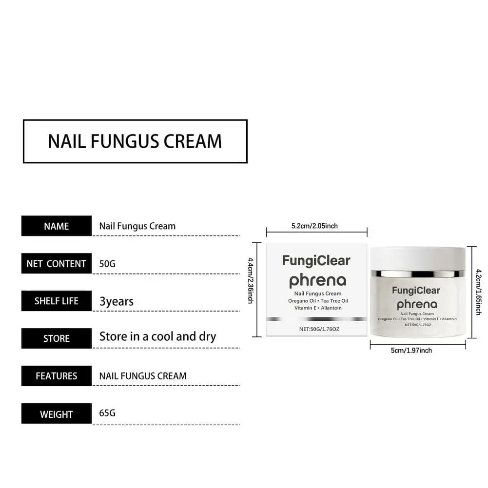 Crème antifongique pour ongles FungiClear avec huile d'origan et d'arbre à thé – Lisse et nourrit les peaux sèches et gercées, réparation naturelle pour des ongles sains 50g