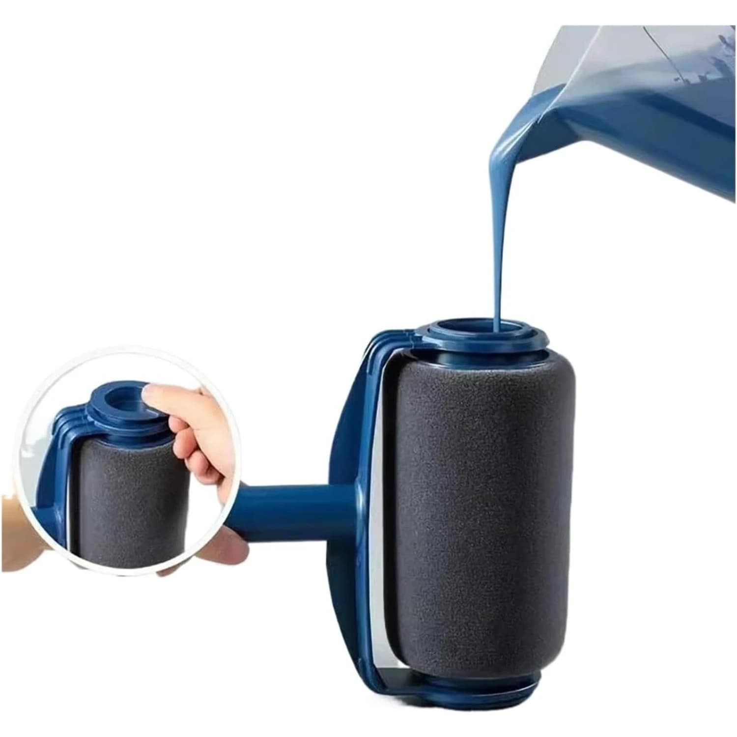 Rouleau de peinture rechargeable facile à remplir avec rangement intégré pour peindre les murs, les plafonds, outil de décoration intérieure efficace