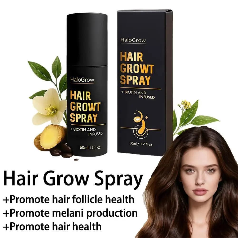 Spray de croissance des cheveux 50ml, favorise la santé des follicules pileux, production de mélanine, traitement d'épaississement des cheveux pour hommes et femmes, soins capillaires