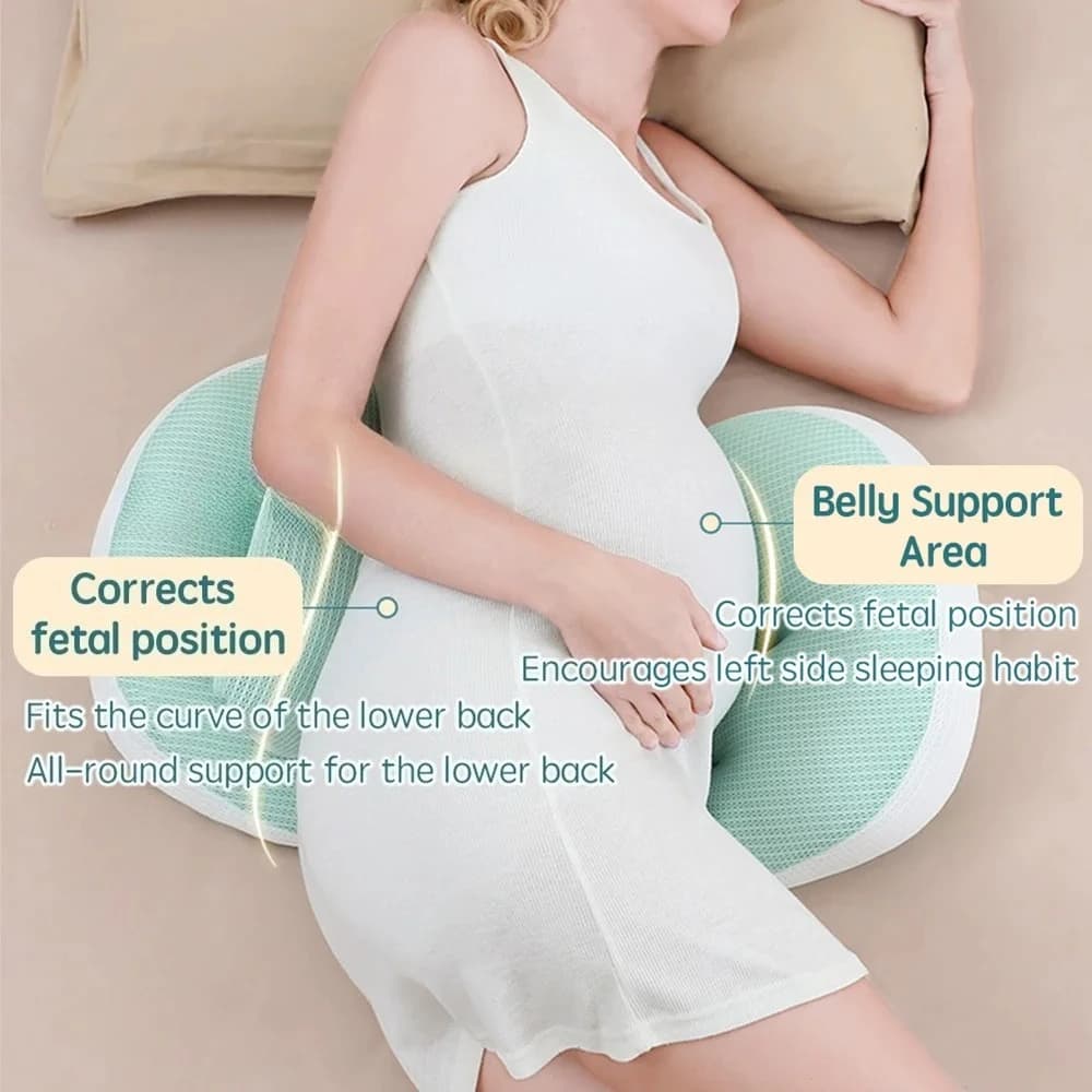 Oreiller de grossesse avec 1 oreiller auxiliaire gratuit, oreiller de soutien de taille en coton pour femmes enceintes, oreiller de couchage pour le corps