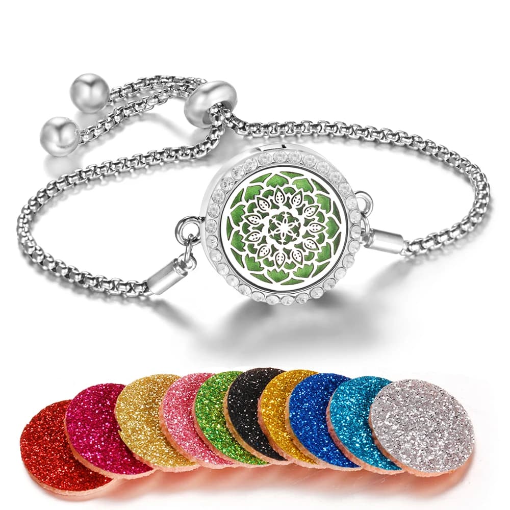Bracelet d'Aromathérapie avec Médaillon Diffuseur d'Arbre de Vie