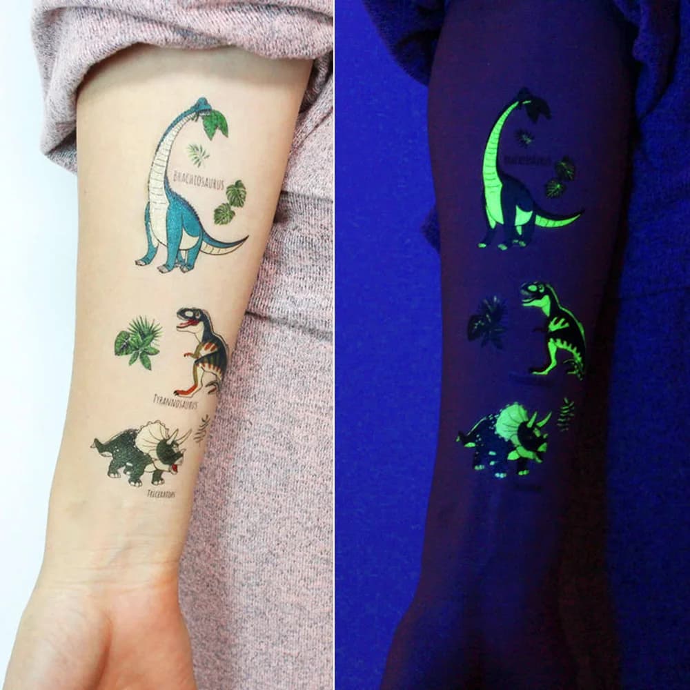 Tatouages temporaires De dinosaure lumineux