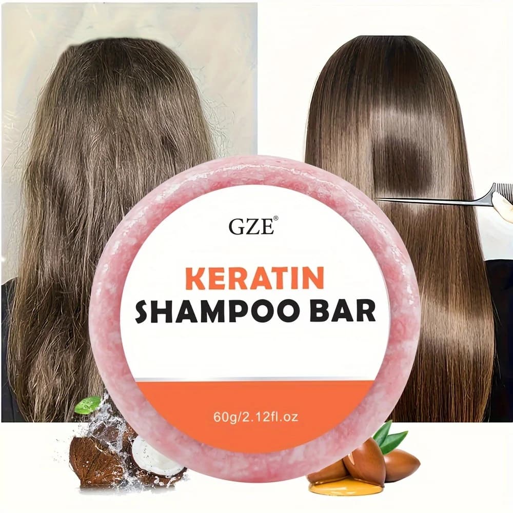 Savon en barre de shampoing à la kératine – Épaississement en salon pour cheveux secs, endommagés, bouclés, crépus, raides ou traités par coloration – Formule anti-frisottis