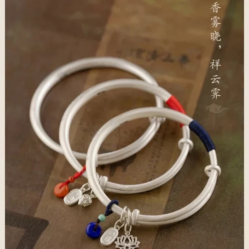 Bracelets de nuages de bon augure en argent pur 999 massif de haute qualité pour femmes, cadeau d'amoureux des mères, bijoux à la mode, tissage de corde fait à la main