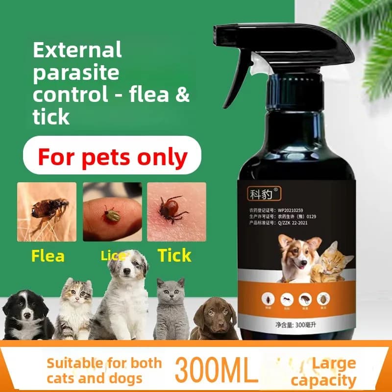 Médicament anti-puces pour chiens et chats, élimination des puces, spray répulsif externe contre les insectes pour animaux de compagnie, spray répulsif contre les insectes pour éliminer les poux et le