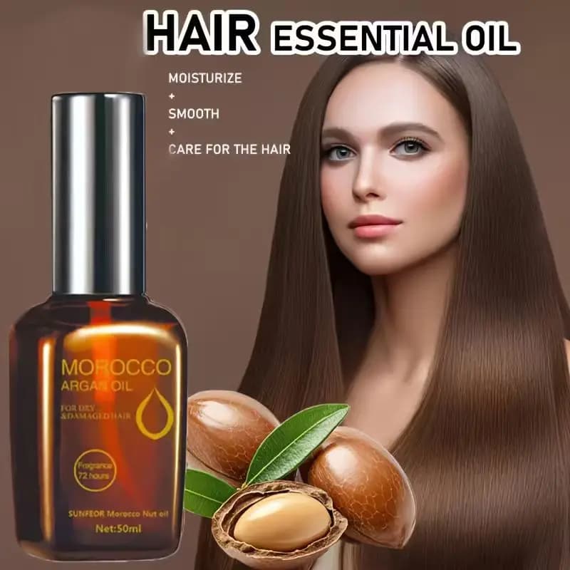 Huile essentielle de soin capillaire aux noix marocaines, utilisation multi-effets, hydrate, lisse et brillance des cheveux, améliore les boucles, la permanente, les nœuds et la sécheresse