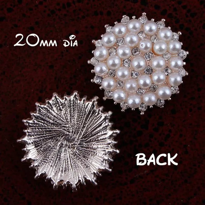 Boutons décoratifs en strass transparents, forme ronde, plaqué métal, 20MM, 2 couleurs, pour centre de fleur, 50 pièces/lot