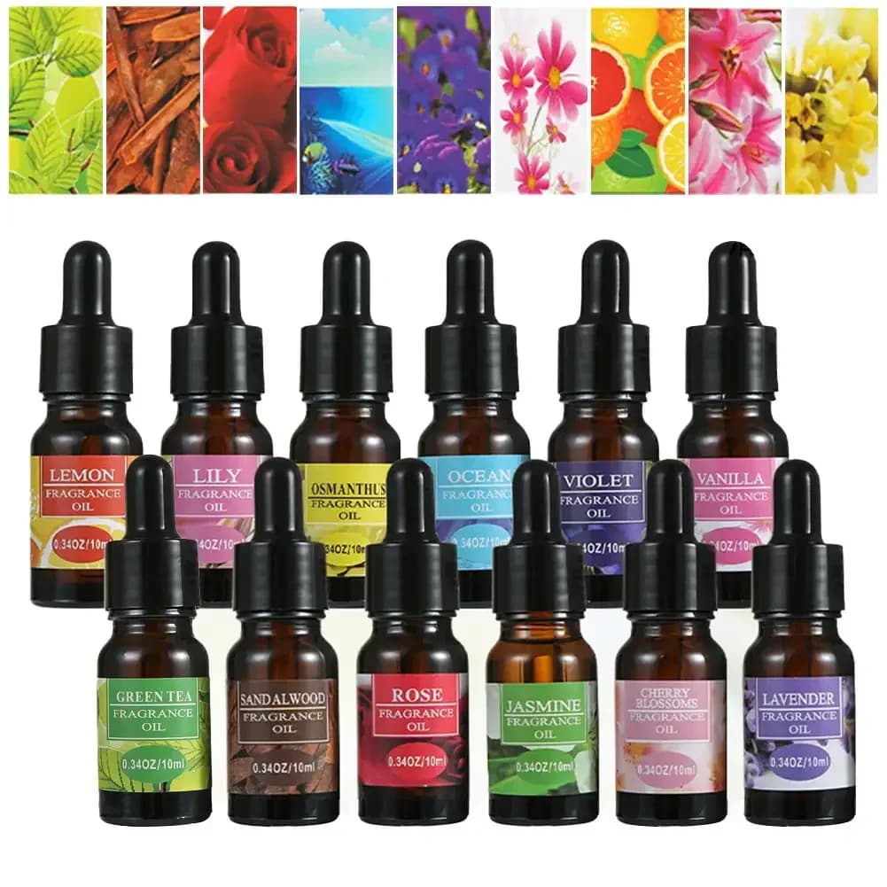 12 saveurs huiles essentielles pour diffuseur d'arôme humidificateur d'air maison soluble dans l'eau 10ml désodorisant parfums huile de parfum parfum