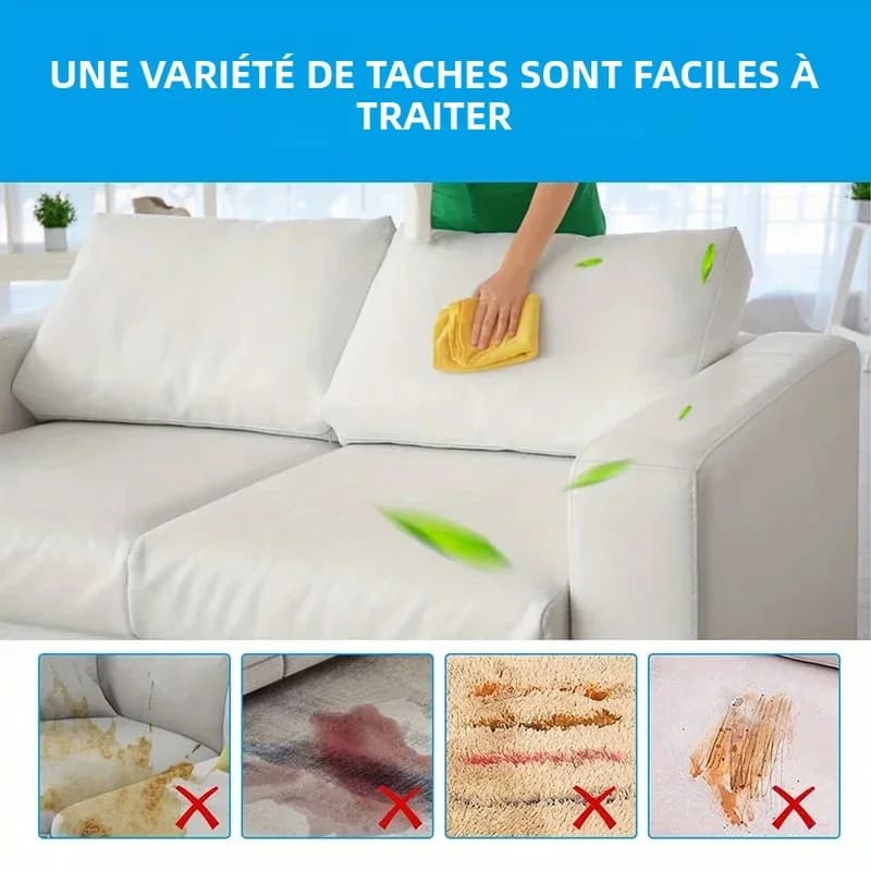 Spray nettoyant pour canapé en tissu, puissant détachant pour le nettoyage domestique, idéal pour le salon, les coussins de canapé, les oreillers, les tapis et les tissus d'ameublement, nettoyage en p