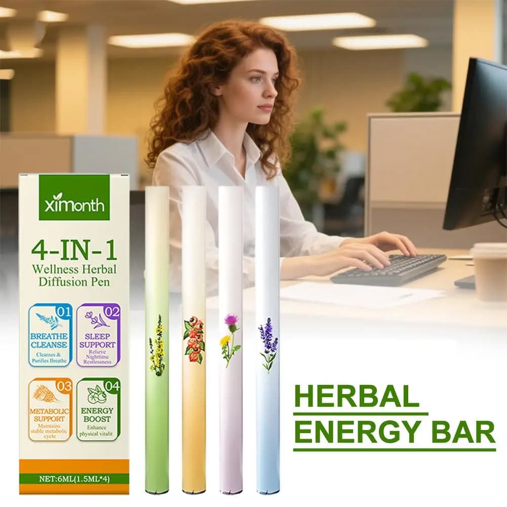 Diffuseur d'herbes naturelles avec molène/thym/menthe/guarana/thé vert – Énergie naturelle et soutien respiratoire pour tous les âges