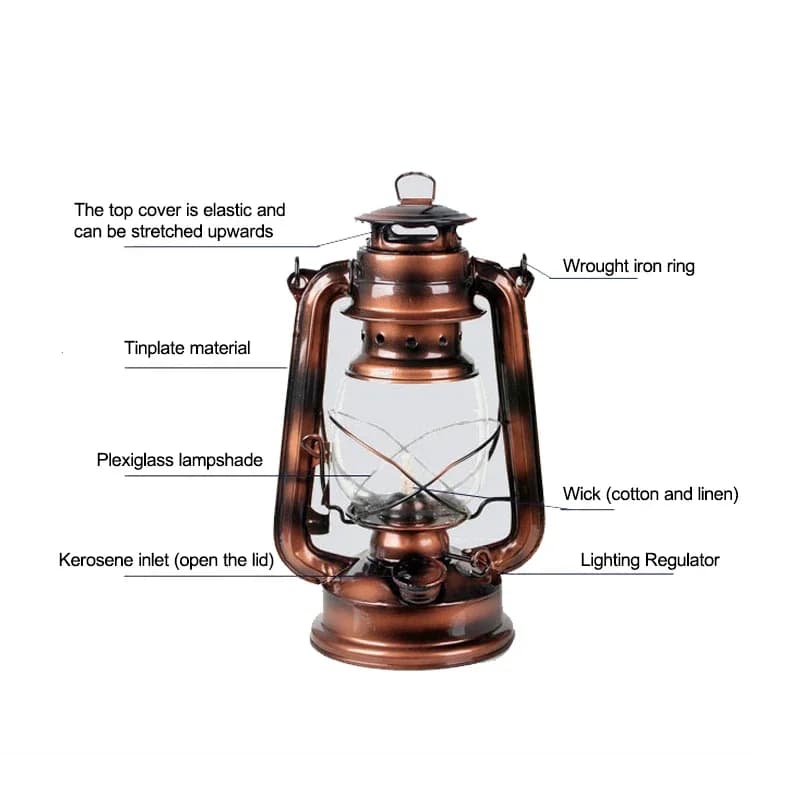 Lanternes rétro classiques en fer forgé, 23cm, mèche, lumières portables, lanterne à huile, Camping, randonnée, décoration de maison