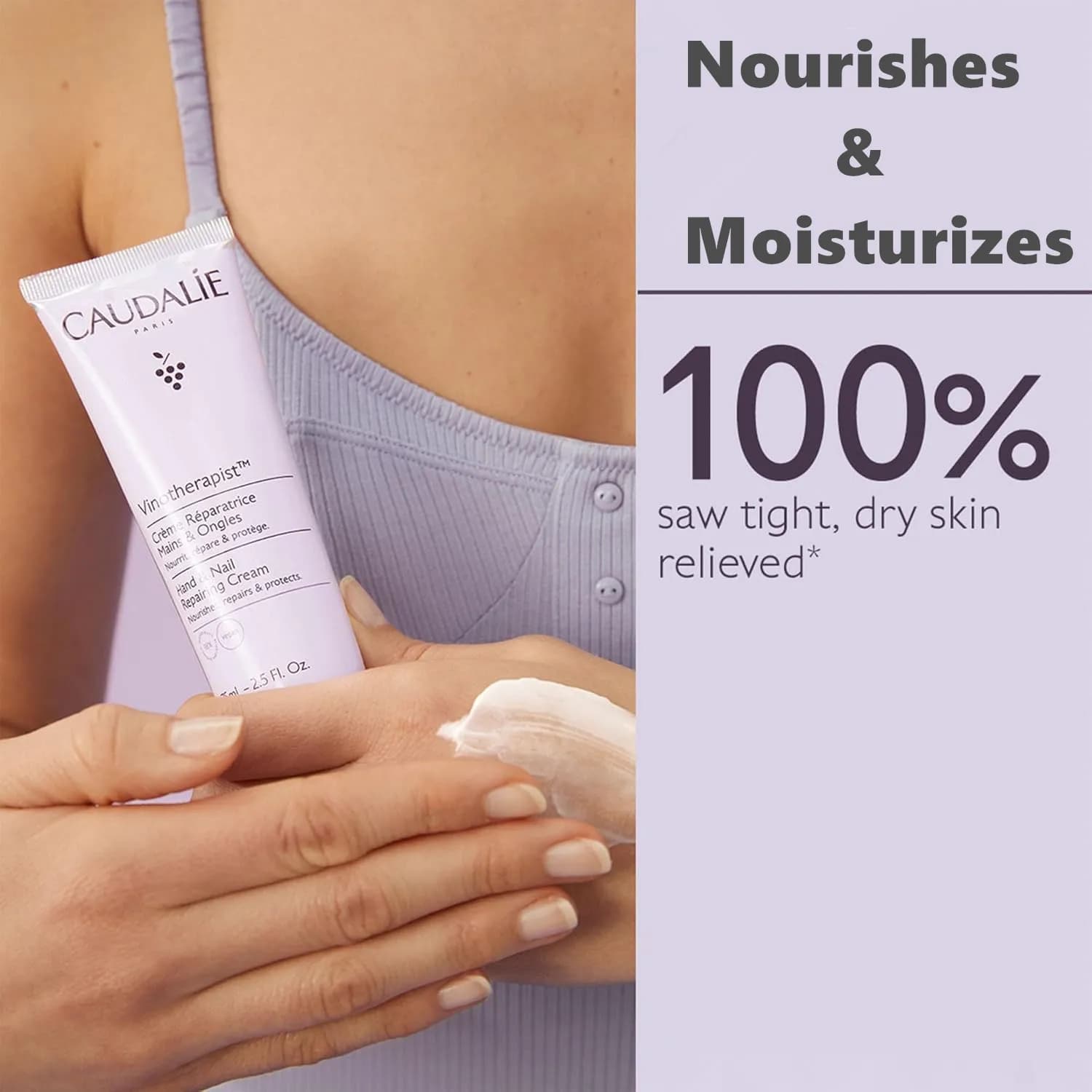 Crème réparatrice pour les mains aux pépins de raisin Caudalie, au beurre de karité et à l'huile de pépins de raisin, nourrit les mains sèches, apaise et hydrate, 1 à 5 pièces