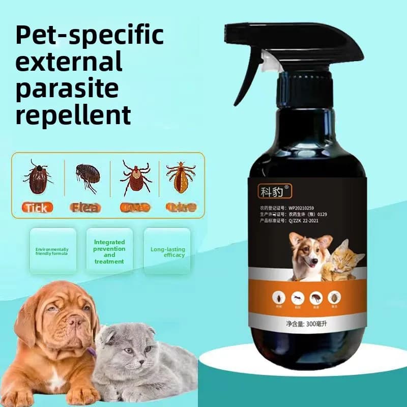 Médicament anti-puces pour chiens et chats, élimination des puces, spray répulsif externe contre les insectes pour animaux de compagnie, spray répulsif contre les insectes pour éliminer les poux et le