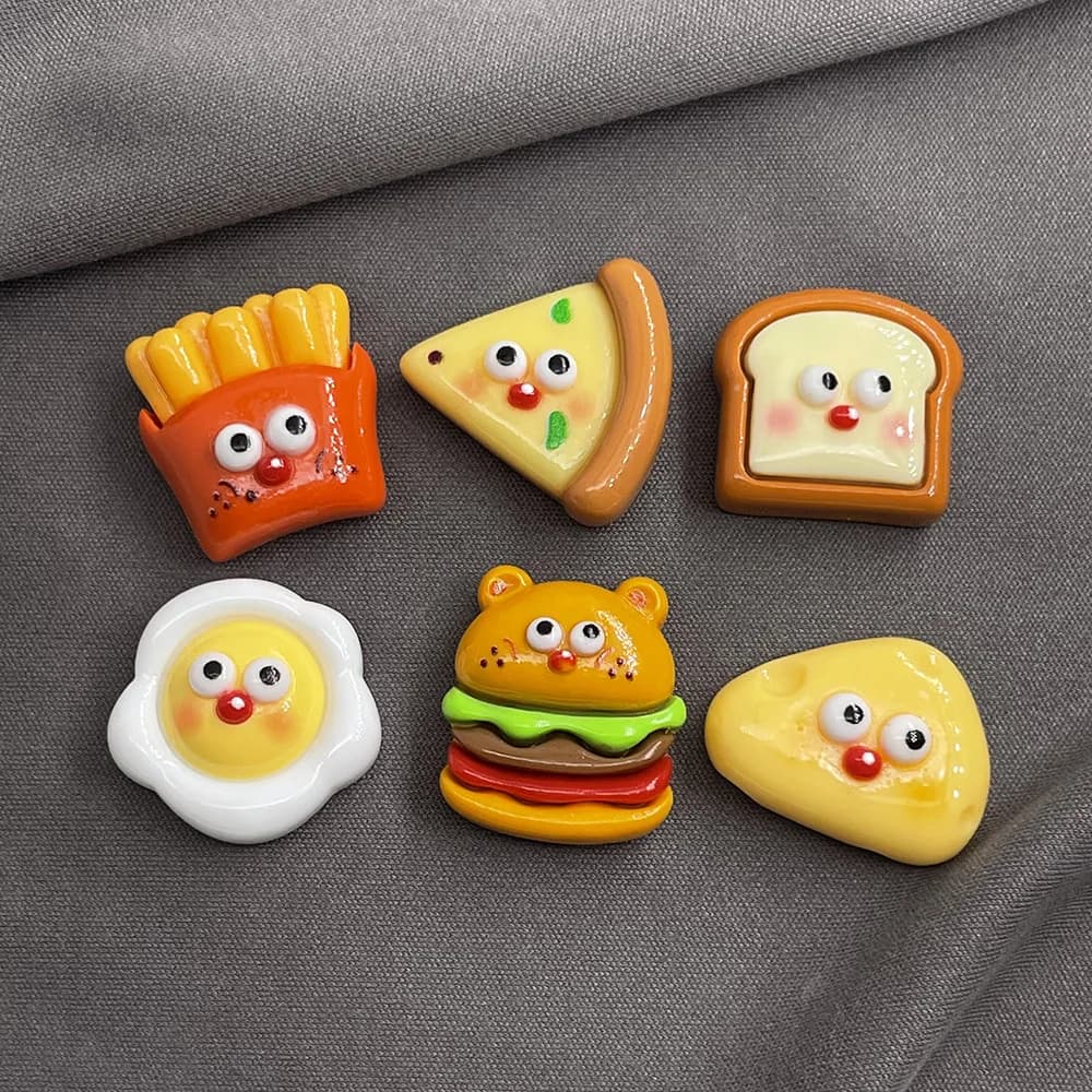 Simulation de faux aliments de dessin animé Kawaii, fromage, pizza, hamburger, frites, scrapbooking, artisanat de bricolage, accessoires pour cheveux, 10 pièces