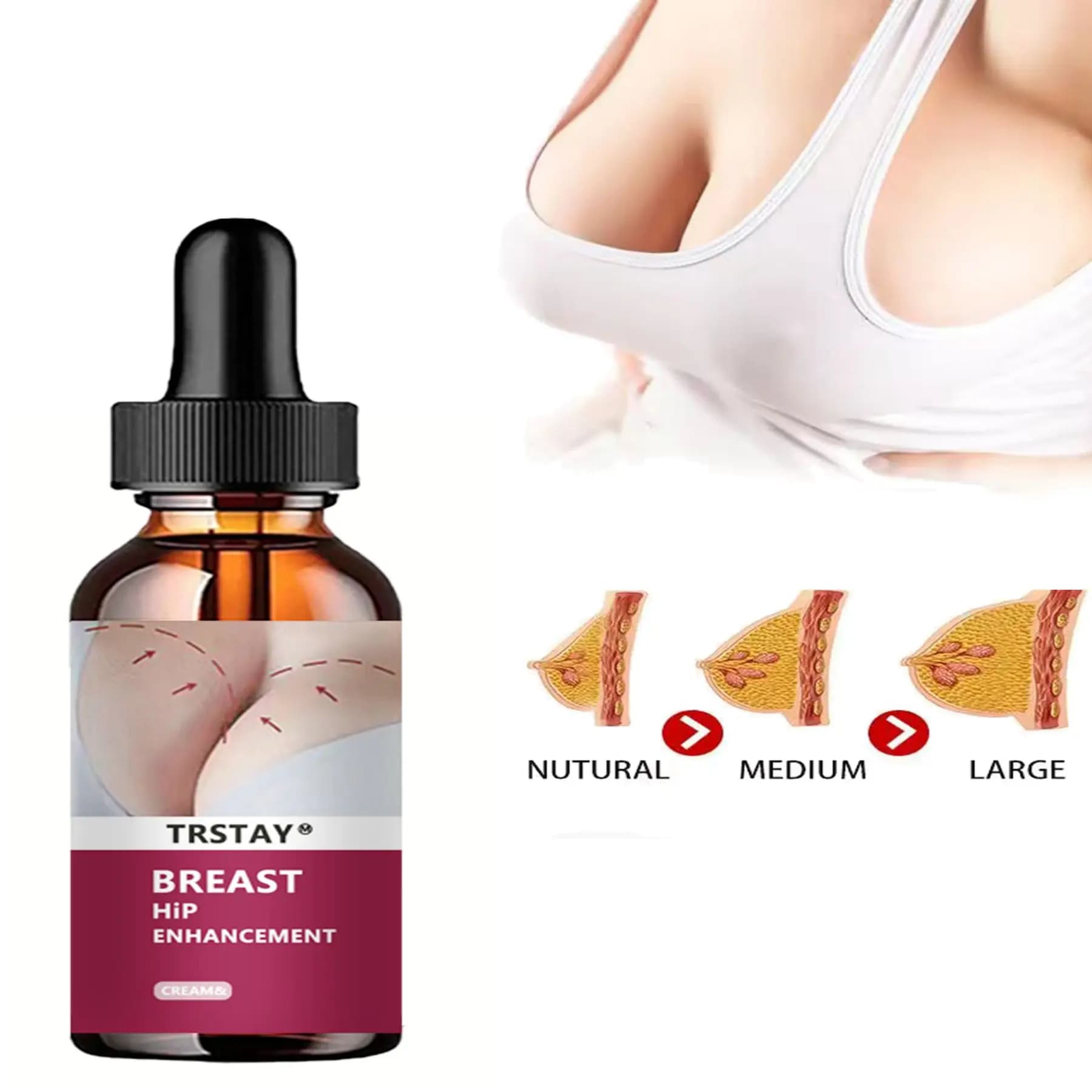 Huile Essentielle d'Agrandissement du Sein pour Femme, Château Raffermissant, Amélioration du Sein, Gros Buste, Agrandissement des Ches, 5ml, 15ml, 30ml, 50ml