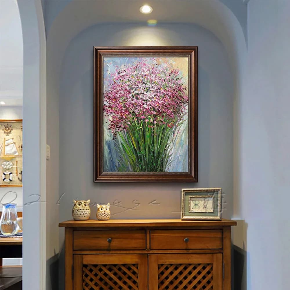Peinture à l'huile abstraite peinte à la main, fleurs 3D sur toile, peinture murale rétro, décorations de salon, décoration de chambre à coucher, coutumes