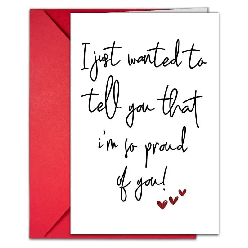 Carte d'encouragement « Je suis si fière de toi » avec enveloppe rouge