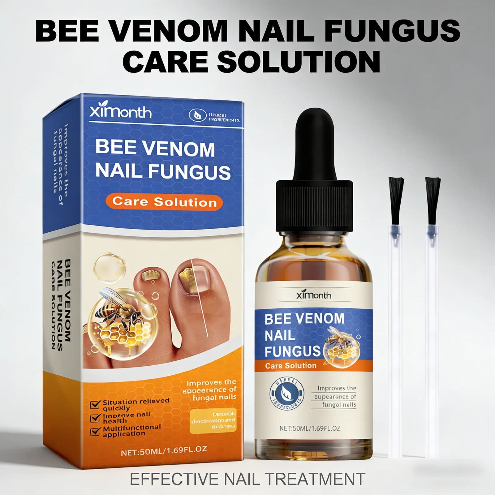 Solution de soin des ongles contre les mycoses, réparation de l'onychomycose, soin des ongles abîmés et fissurés des mains et des pieds, essence de soin des ongles 50ml