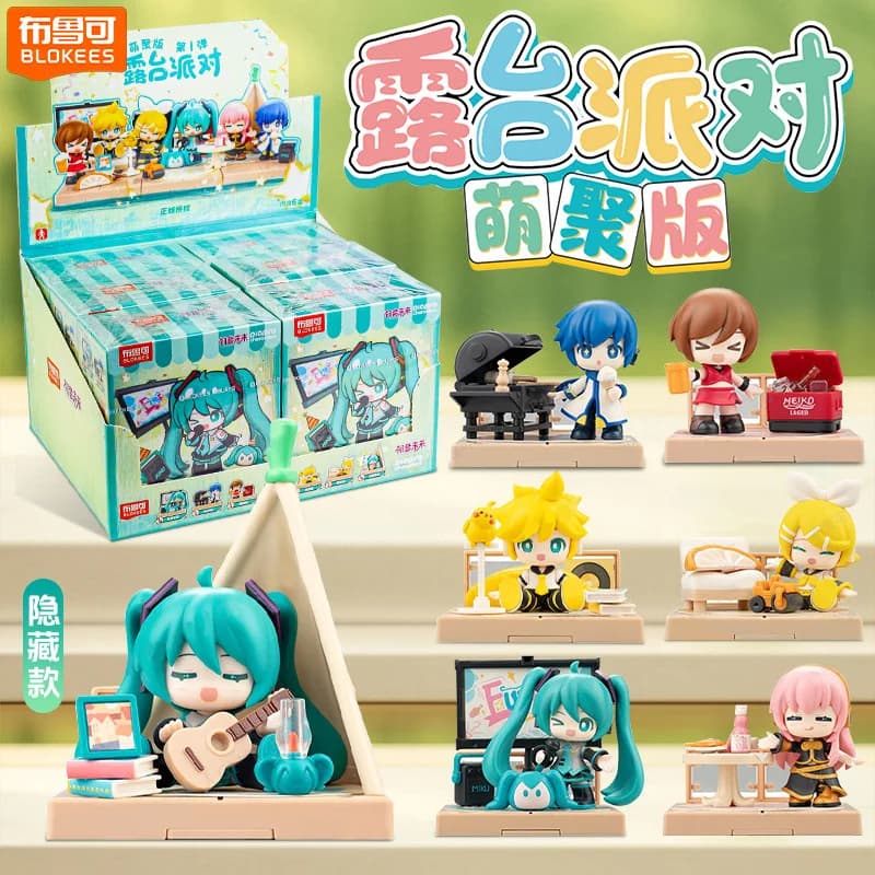 Authentique Blokee Hatsune Miku Cute Gathering Edition Vol.1 Rooftop Party Blind Box Figurine Anime Boîte Mystère Modèle Ornement Cadeau