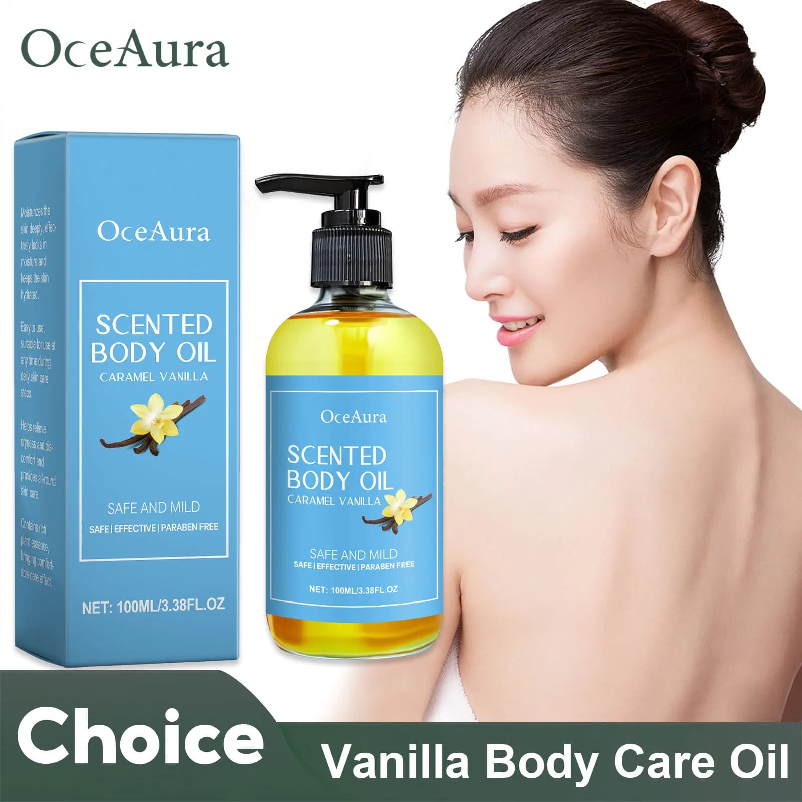 Huile de Énergie Corporelle à la Vanille pour Relaxation et Hydratation de la Peau