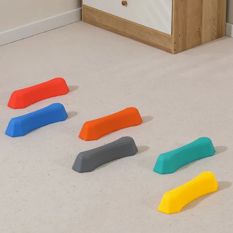 Pierres sensorielles pour enfants, pierres de rivière antidérapantes arc-en-ciel, parcours d'obstacles, jouets d'entraînement de coordination pour l'intérieur