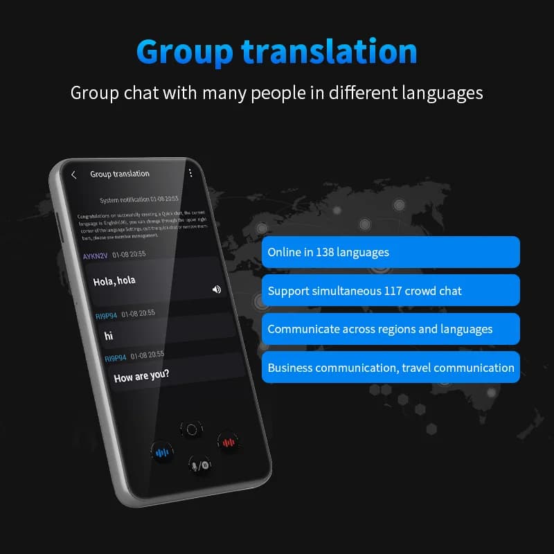 Dispositif de traduction de langue prenant en charge 138 traducteur d'idiomes en tiempo