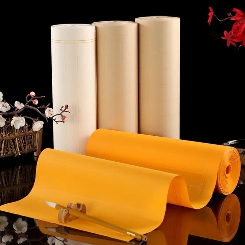 Papier de calligraphie carré roulant à grilles Xuan, papier de riz à moitié mûr, stylo pinceau pour débutants, pratique de l'écriture
