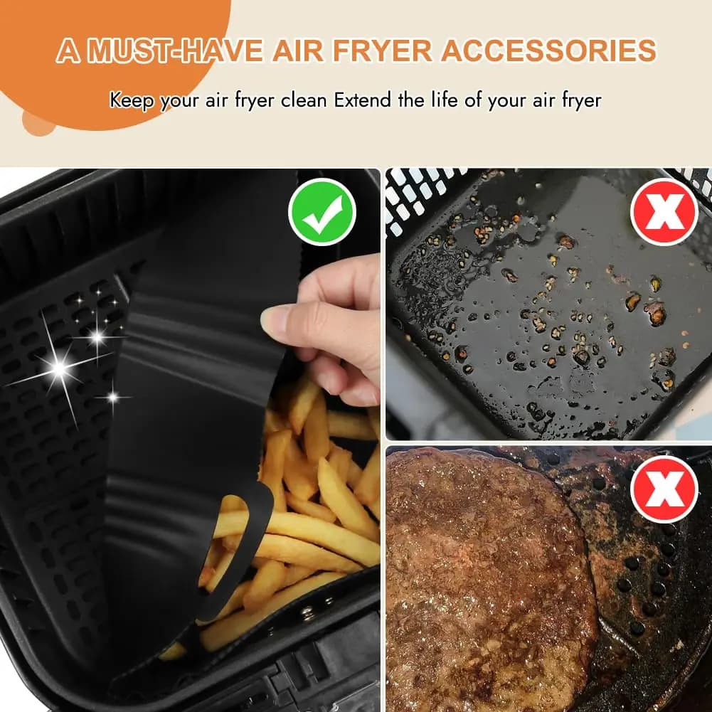 Ensemble de moules de friteuse à Air en Silicone, pour Tefal 5,2/3,1 l, double panier rectangulaire, antiadhésif, doublures de cuisson pour four, accessoires de cuisine
