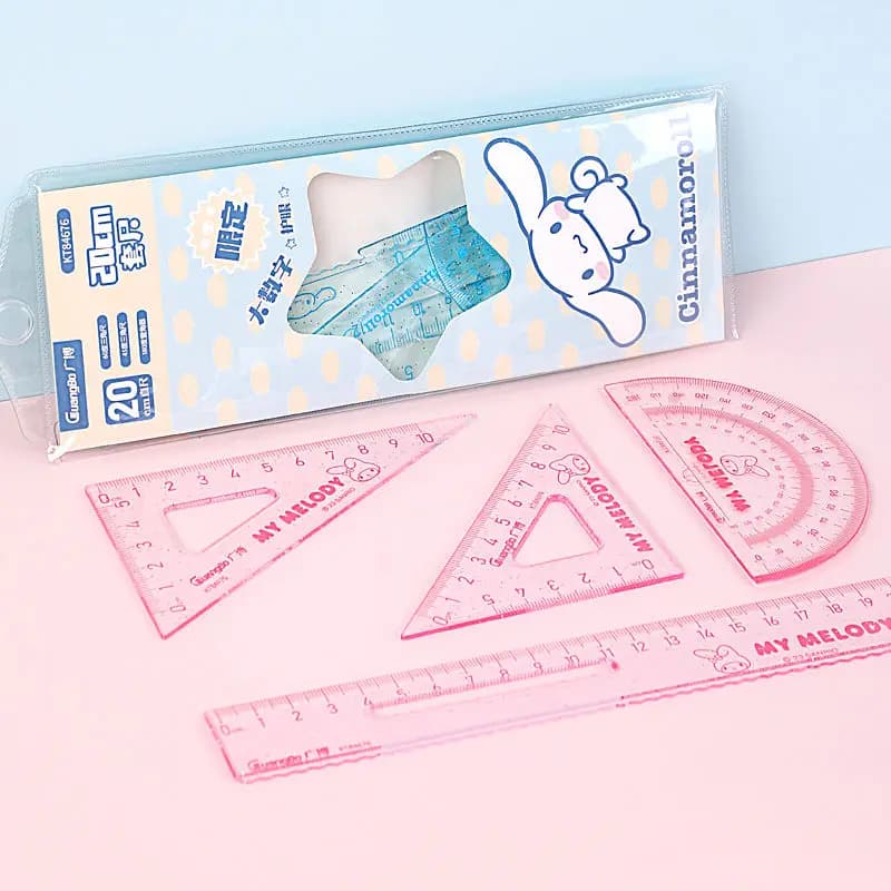 Sanrio véritable ensemble de règles dessin animé Kuromi ma mélodie cannelle pochacco fournitures scolaires mignon anime étudiant règle de protection des yeux