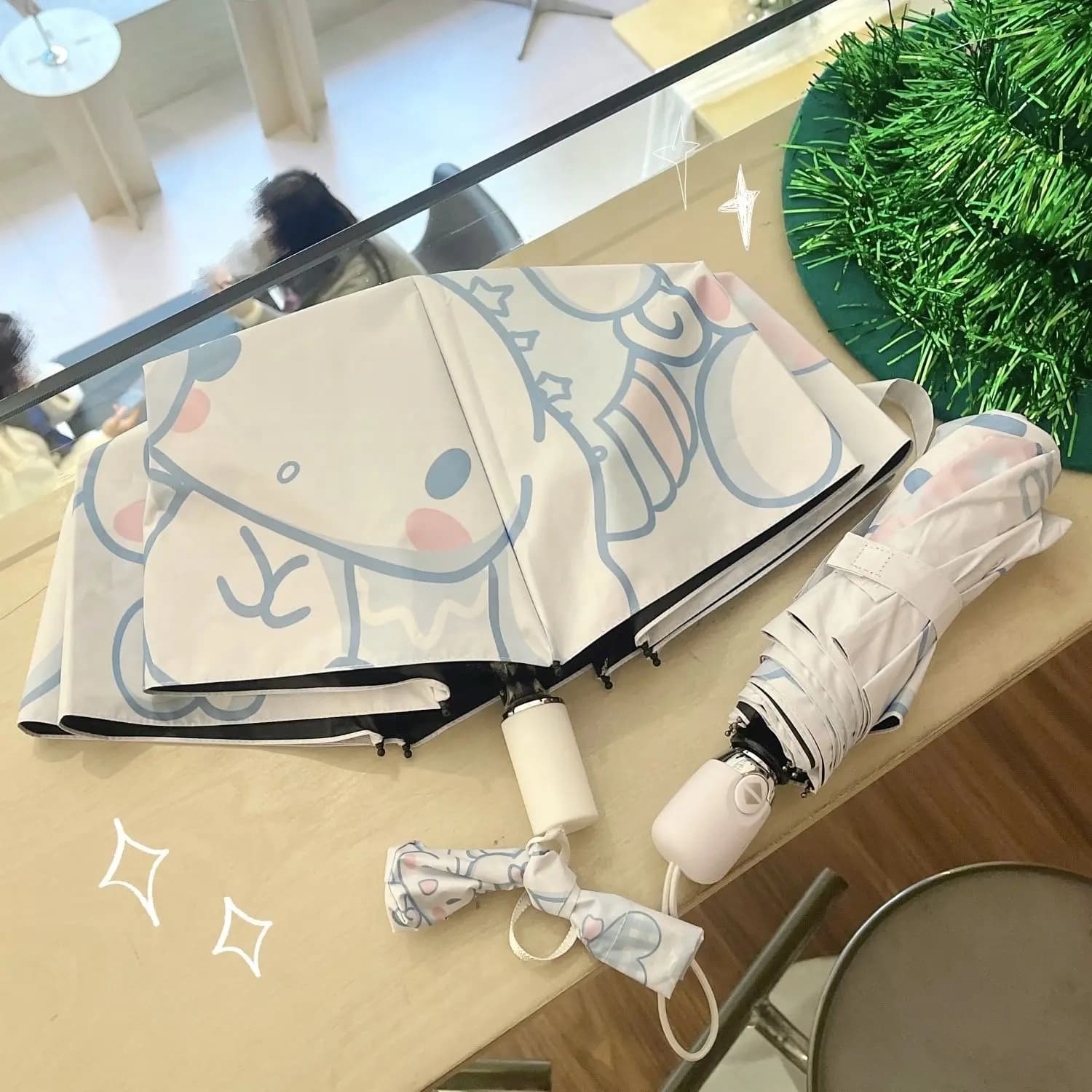 Parapluie Sanrio Cinnamoroll Kuromi, protection UV contre le soleil et la pluie, pliable, compact, parasol de voyage, mignon, Kawaii, léger, pour l'extérieur, pour étudiants