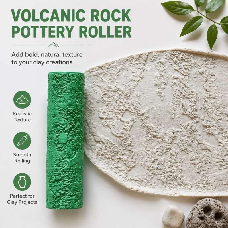 Rouleau à embosser en argile à texture de roche volcanique pour poterie DIY