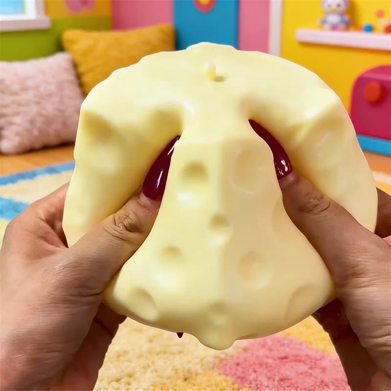 Balle anti-stress géante en forme de cube de fromage, jouet sensoriel souple à pincer, jeu amusant, cadeau de festival